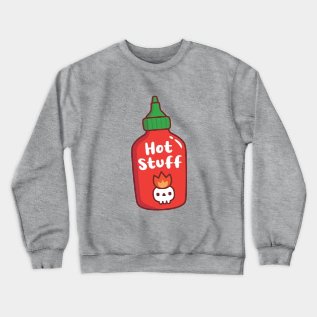 Hot Stuff Skull On Fire Spicy Chili Sauce Bottle Crewneck Sweatshirt by rustydoodle